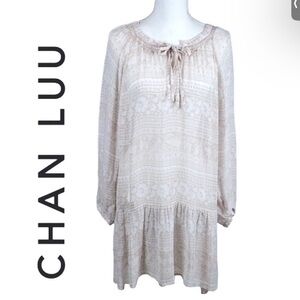 Anthro Chan Luu Sheer Cream Floral Dress